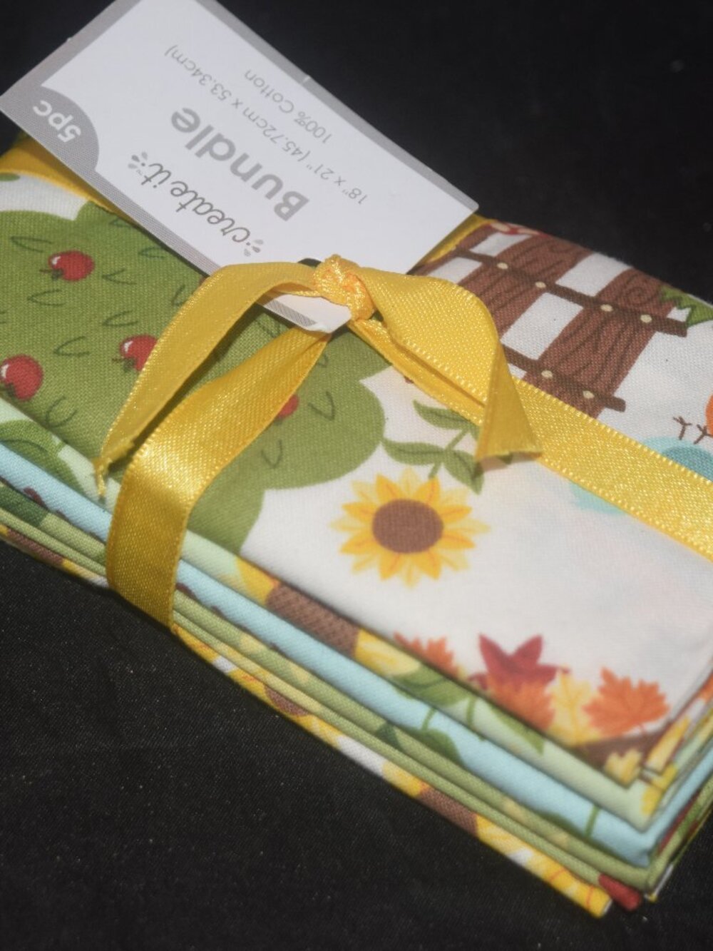 NWT Create It 5pc Fall Fabric Fat Quarter Bundle Pumpkin Sunflower Autumn